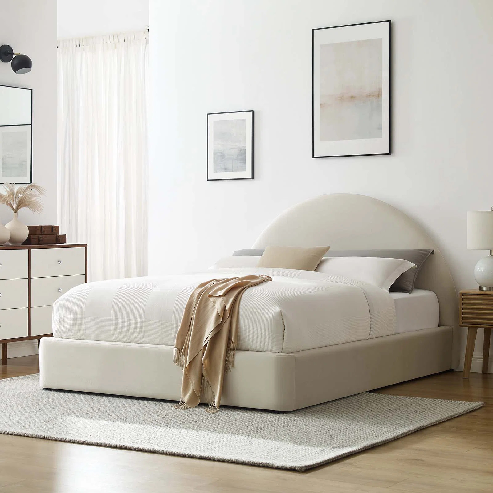Resort Performance Velvet Arched Round Platform Bed | Wayfair North America