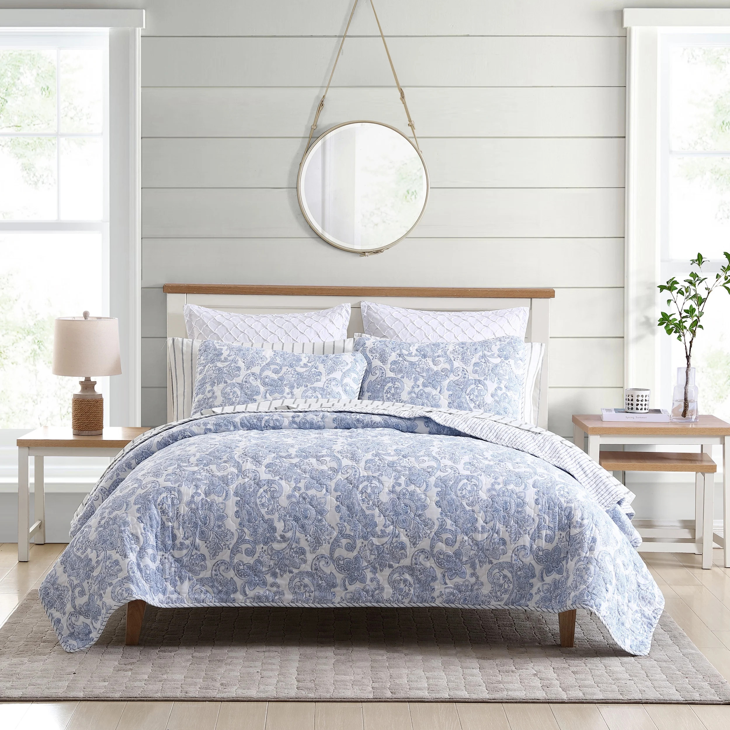 Stone Cottage Field Of Paisley Blue Cotton Full/Queen Quilt Set - Walmart.com | Walmart (US)