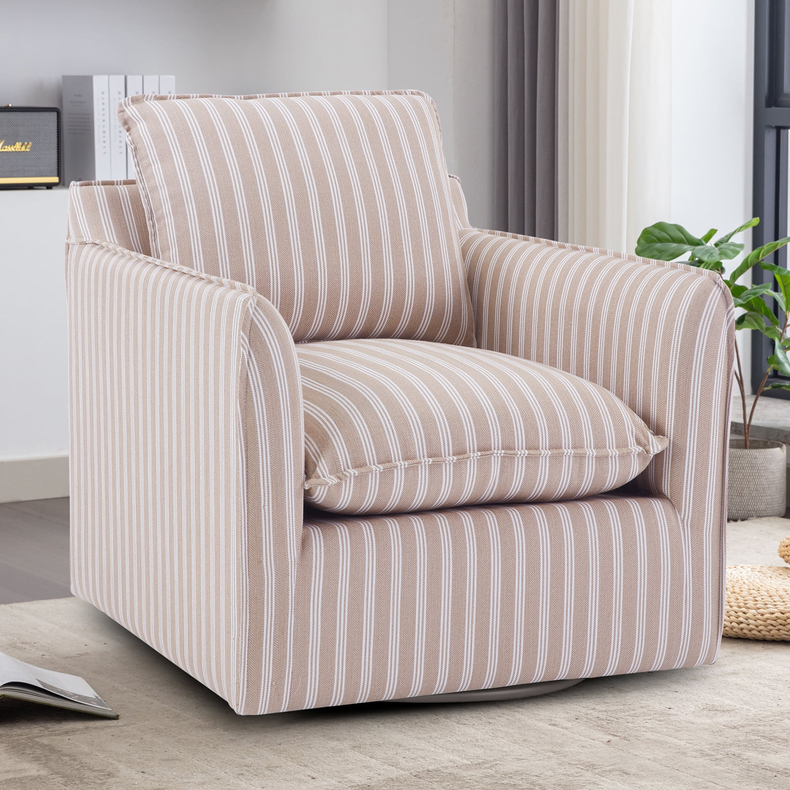 Bonzy Home Swivel Accent Chair, Modern Wide Armchair with Thick Backrest & Cushion, Upholstered S... | Walmart (CA)