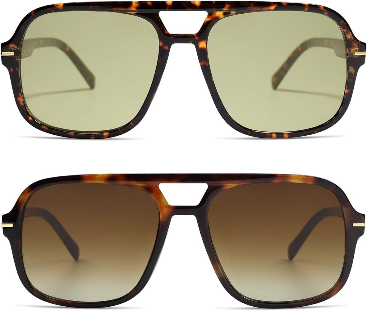 Retro Trendy Square Aviator Sunglasses Womens Mens 70s Classic Vintage Oversized Sun Glasses AR82... | Amazon (US)