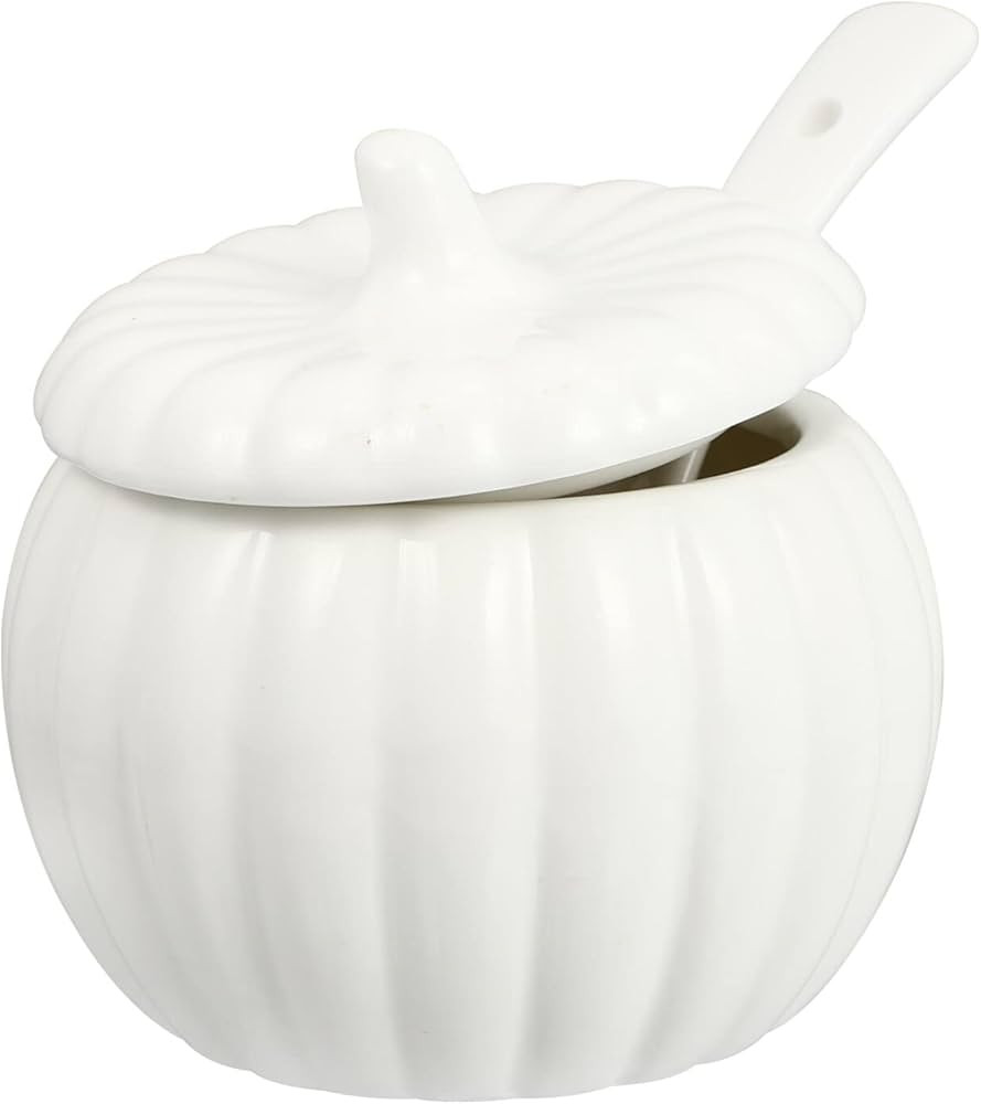 Cabilock Ceramic Soup Bowl with Lid Spoon Saucer Steamed Egg Bowl Pumpkin Shaped Dessert Pot Seas... | Amazon (US)