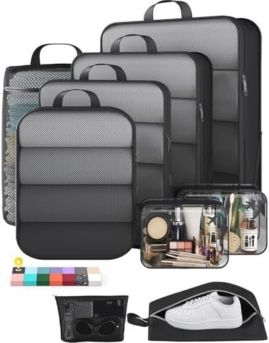 Veken 9/11 Set Compression Packing Cubes for Travel Essentials,Compressible Expandable Large Lugg... | Amazon (US)