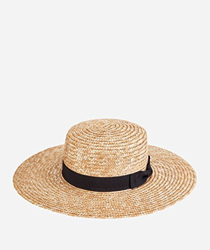 San Diego Hat Company Women's Straw Boater with Solid Black Band and Bow, Natural, One Size | Amazon (US)