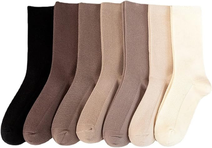 7 Pairs of Comfortable Fashion Wool Socks for Girls, Athletic Soft Socks for Women, Above Ankle C... | Amazon (US)