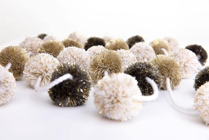 Zoe Frances Designs Pom Pom Garland Christmas | Neutral Christmas Decorations | Christmas Pom Pom... | Amazon (US)