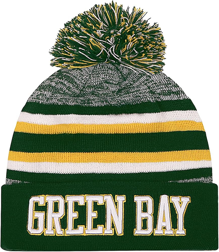 Green Bay Beanie Hat Football Knit Hats Winter Cuffed Stylish Beanie Cap Sport Fans Fashion Toque... | Amazon (US)