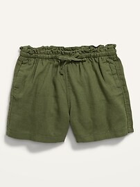 Paperbag-Waist Linen-Blend Pull-On Shorts for Toddler Girls | Old Navy (US)