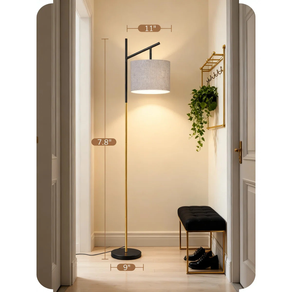 Modern Arc Floor Lamp, 64.7" Standing Lamp With 3 Color Temperature Led Bulb, Adjustable Linen Sh... | Wayfair North America