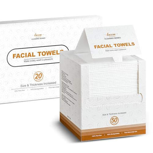 LUXU Large Disposable Face Towel with Super Absorbent,Extra Thick Soft Facial Towels Plant Fiber Facial Washcloth | Amazon (US)