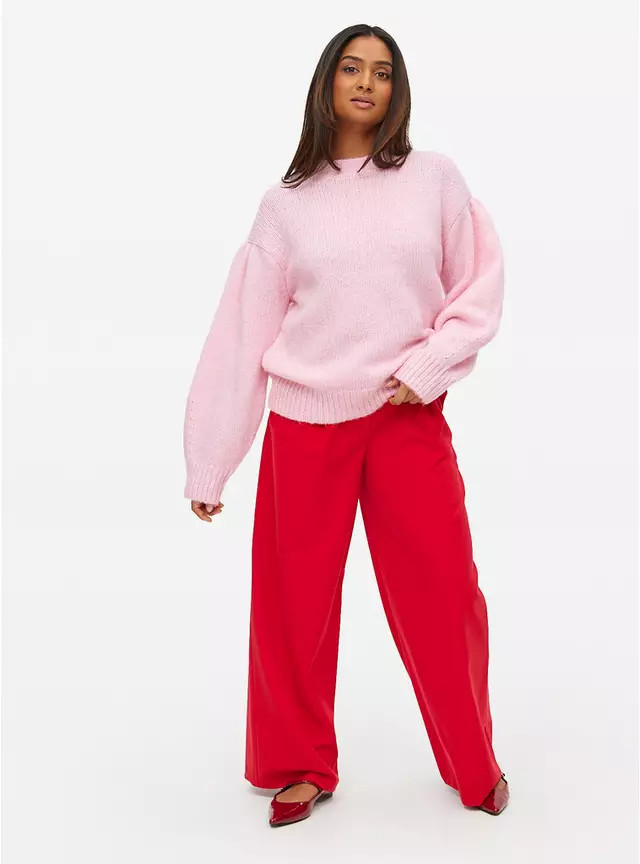 Pink Volume Sleeve Knitted Crew Jumper 8 | Tu Clothing