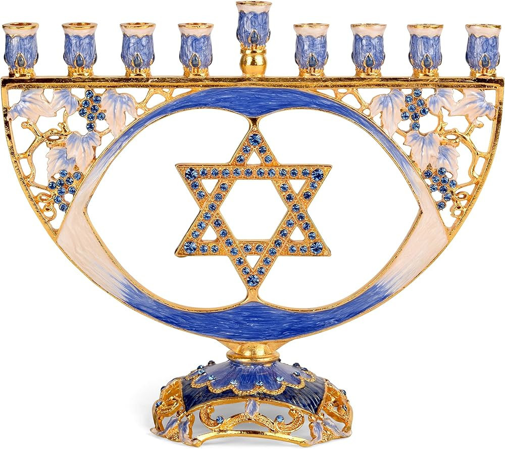 Hanukkah Menorah - Fits All Standard Chanukah Candles - Modern Jeweled Candle Menorahs for Chanuk... | Amazon (US)