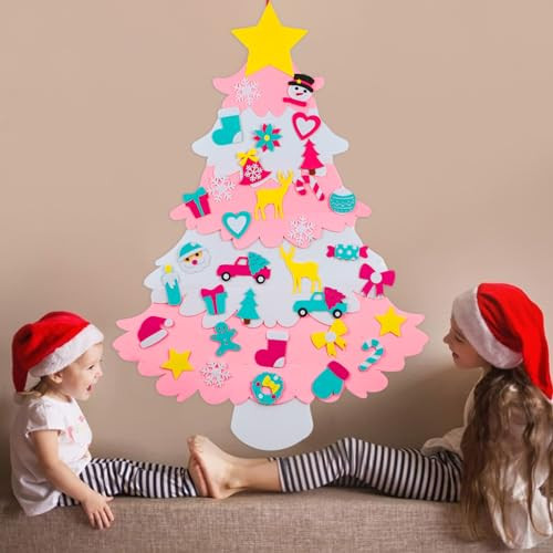 OurWarm Kids Felt Christmas Tree for Kids Wall, 35PCS DIY Felt Christmas Tree Set for Toddlers, Felt Tree for Kids to Decorate Christmas Wall Decorations Wall Hanging Christmas Tree | Amazon (US)