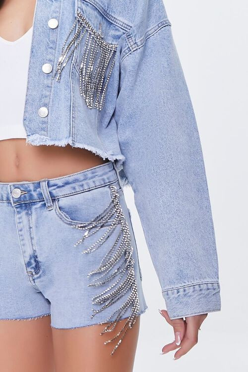 Rhinestone Fringe Denim Shorts | Forever 21 | Forever 21 (US)