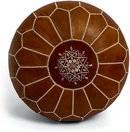 Marrakesh Gallery Moroccan Unstuffed Pouf Cover - Round & Large Ottoman Leather Cover Pouf Foot R... | Amazon (US)