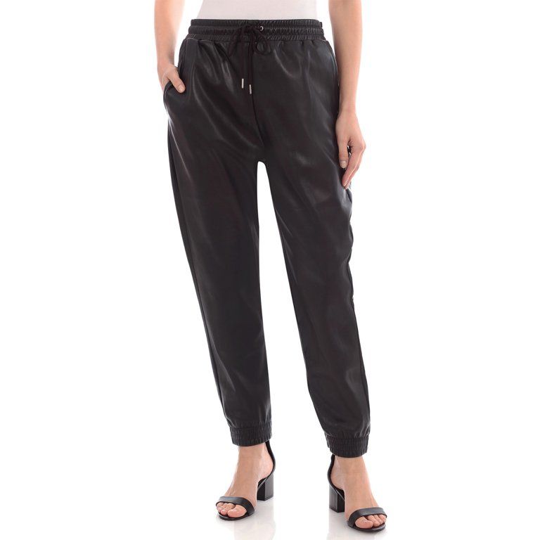 Bagatelle Collection Women's Faux Leather Joggers | Walmart (US)