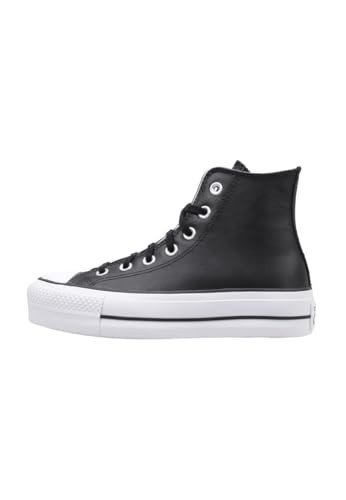 Converse Women's Chuck Taylor All Star Lift Platform Leather High Top, Black/Black/White, 12 | Amazon (US)