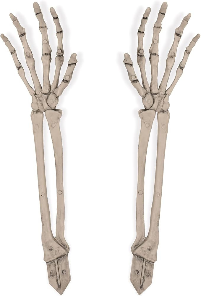 Beistle 2 Piece 17.5" Spooky Theme Plastic Skeleton Hand Yard Stakes Scary Halloween Lawn Decorat... | Amazon (US)