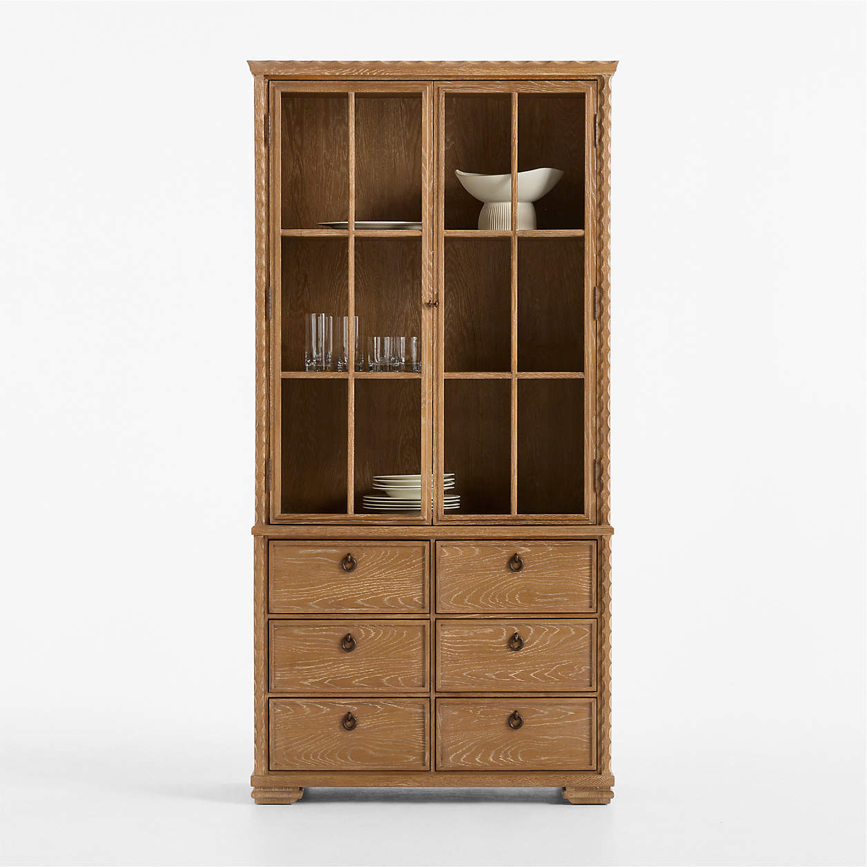Hazelton 40" Brown Oak Wood Storage Cabinet | Crate & Barrel | Crate & Barrel