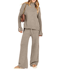 Caracilia Womens 2 Piece Sweater Set Knit Pullover Wide Leg Pants Lounge Matching Sets 2024 Fall ... | Amazon (US)