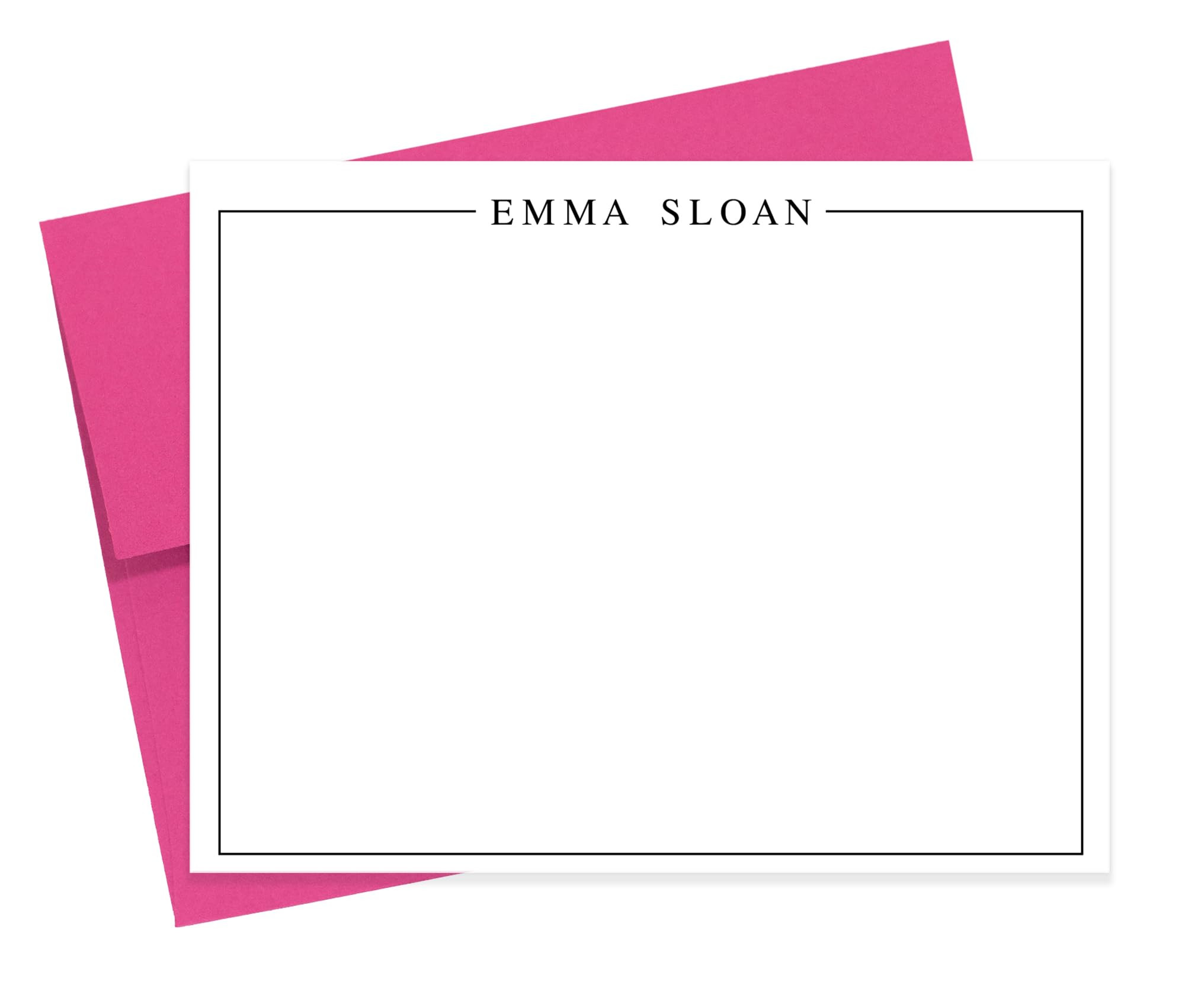 Bordered Modern Personalized Stationery Note Cards, Stationary For Women, Thank you Flat Cards fo... | Amazon (US)