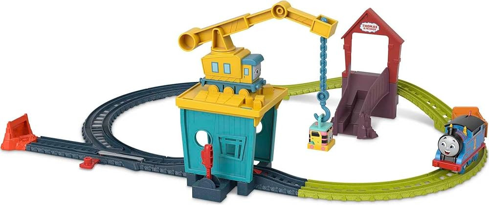 Thomas & Friends Motorized Toy Train Set Fix 'em Up Friends with Carly the Crane, Sandy the Rail ... | Amazon (US)