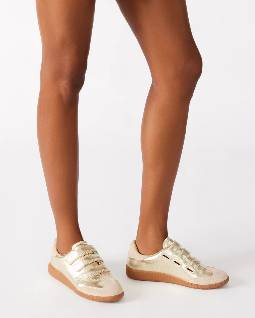 MOMENTUM Gold Velcro Low-Top Sneaker | Women's Sneakers | Steve Madden (US)