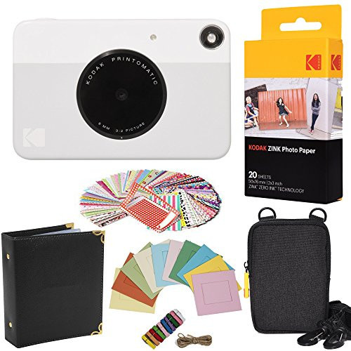 Kodak Printomatic Instant Camera (Grey) Gift Bundle + Zink Paper (20 Sheets) + Case + 100 Sticker Border Frames + Hanging Frames + Album | Amazon (US)