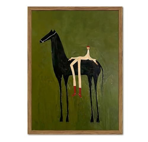 Abstract Western Cowboy Wall Art Vintage Horse Rider Wall Decor Painting, Contemporary Southwestern Poster Canvas Print Picture for Living Room Bedroom 12x16 inch Wood Framed | Amazon (US)