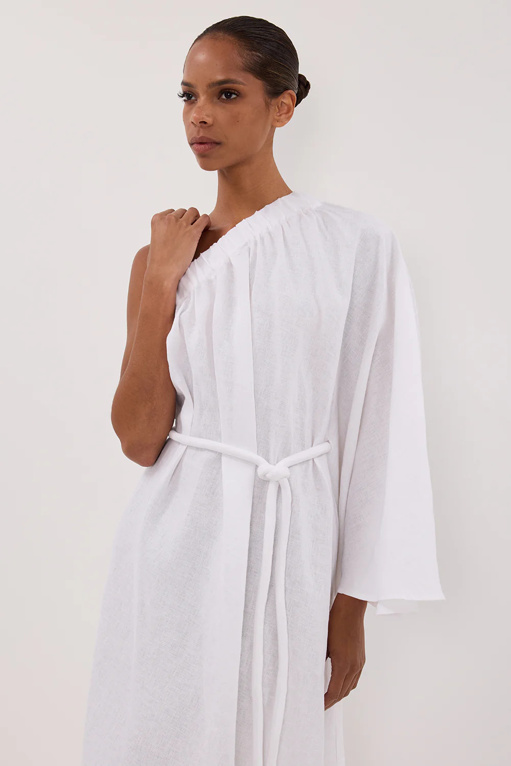 SALLY WHITE LINEN MIDI DRESS | DISSH