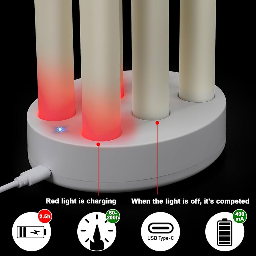 Rechargeable Flameless Taper Candles 6 Pcs LED Taper Flickering Candles with Charging Station and... | Amazon (US)