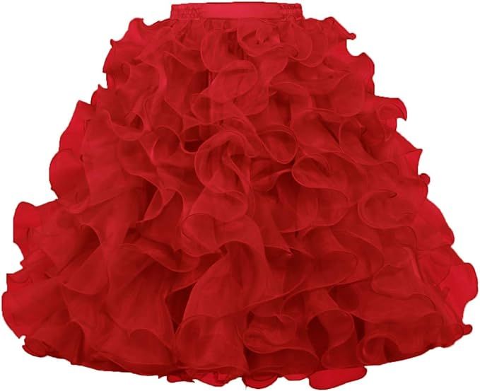 ANTS Women's 1950's Vintage Rockabilly Organza Ruffle Ball Gown Petticoat Skirt | Amazon (US)