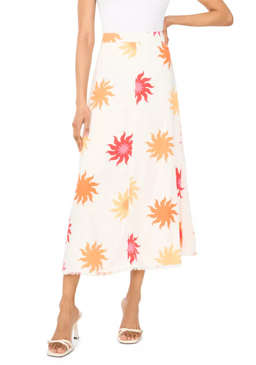 Women's A-Line Sun Print Midi Skirt | Belk