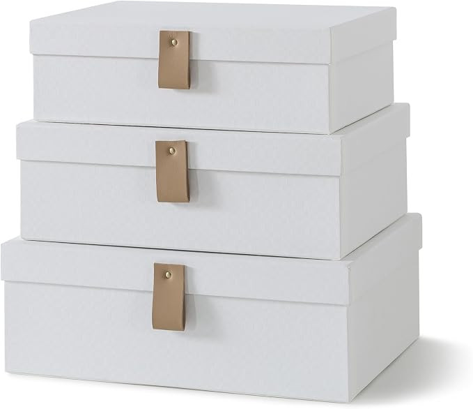 Soul & Lane Cardboard Decorative Boxes for Storage - Set of 3, Textured Set with Lids for Home De... | Amazon (US)