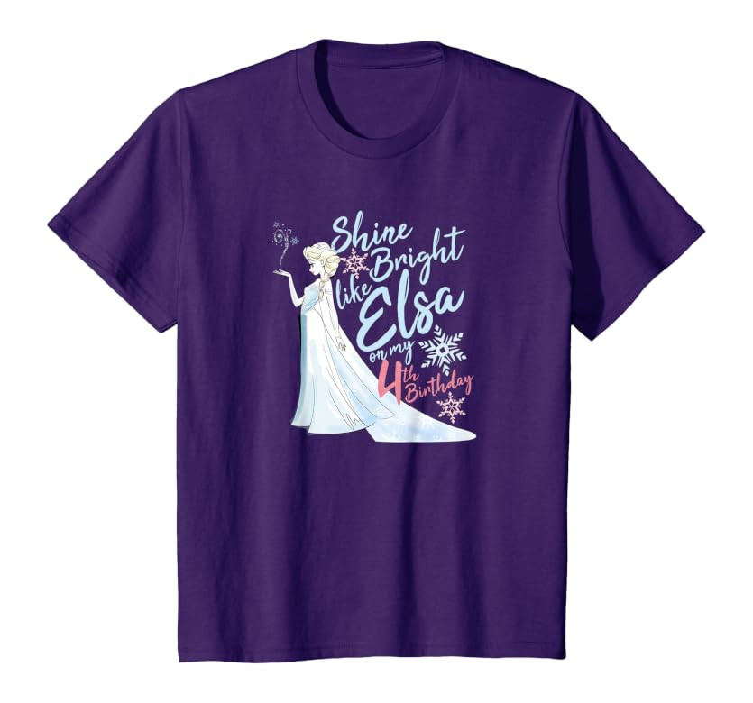 Kids Disney Frozen Elsa Shine Bright Toddler 4th Birthday T-Shirt | Amazon (US)