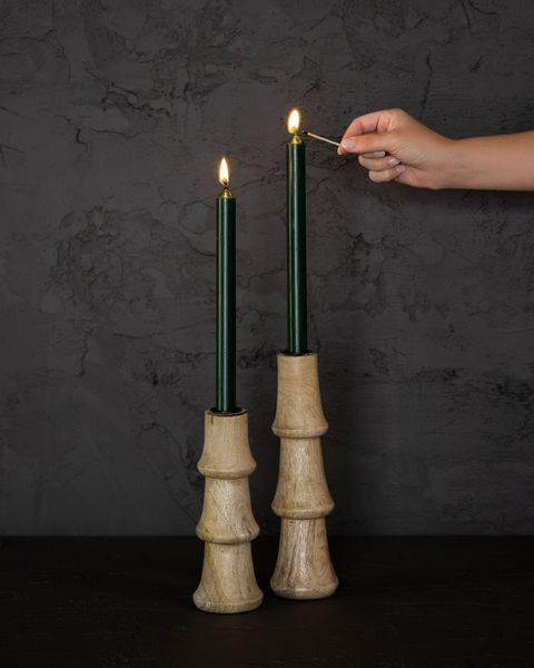 Hand-Carved Mango Wood Taper Holder, Set of 2 | Scout & Nimble
