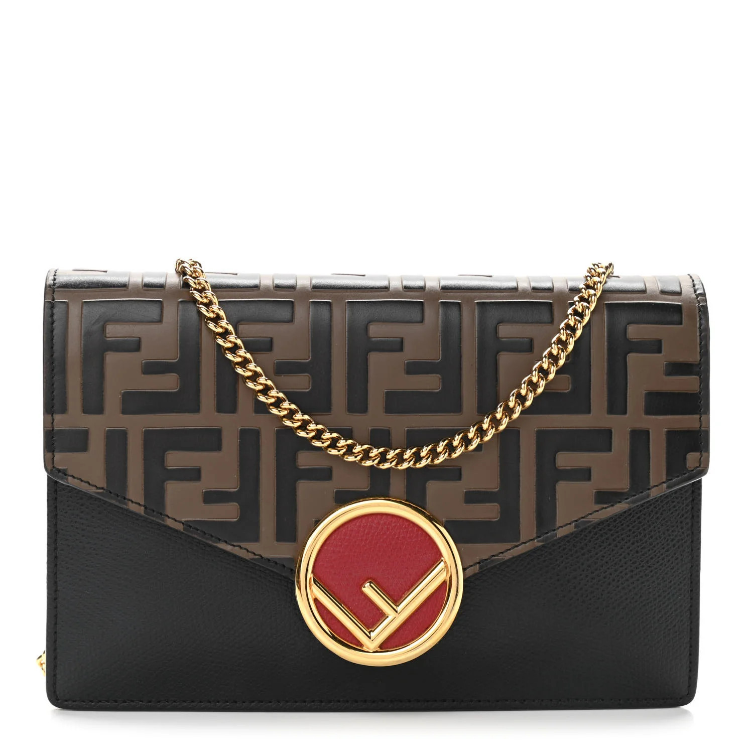 FENDI Vitello F is Fendi FF 1974 Embossed Envelope Wallet On Chain Black Maya | FASHIONPHILE | Fashionphile