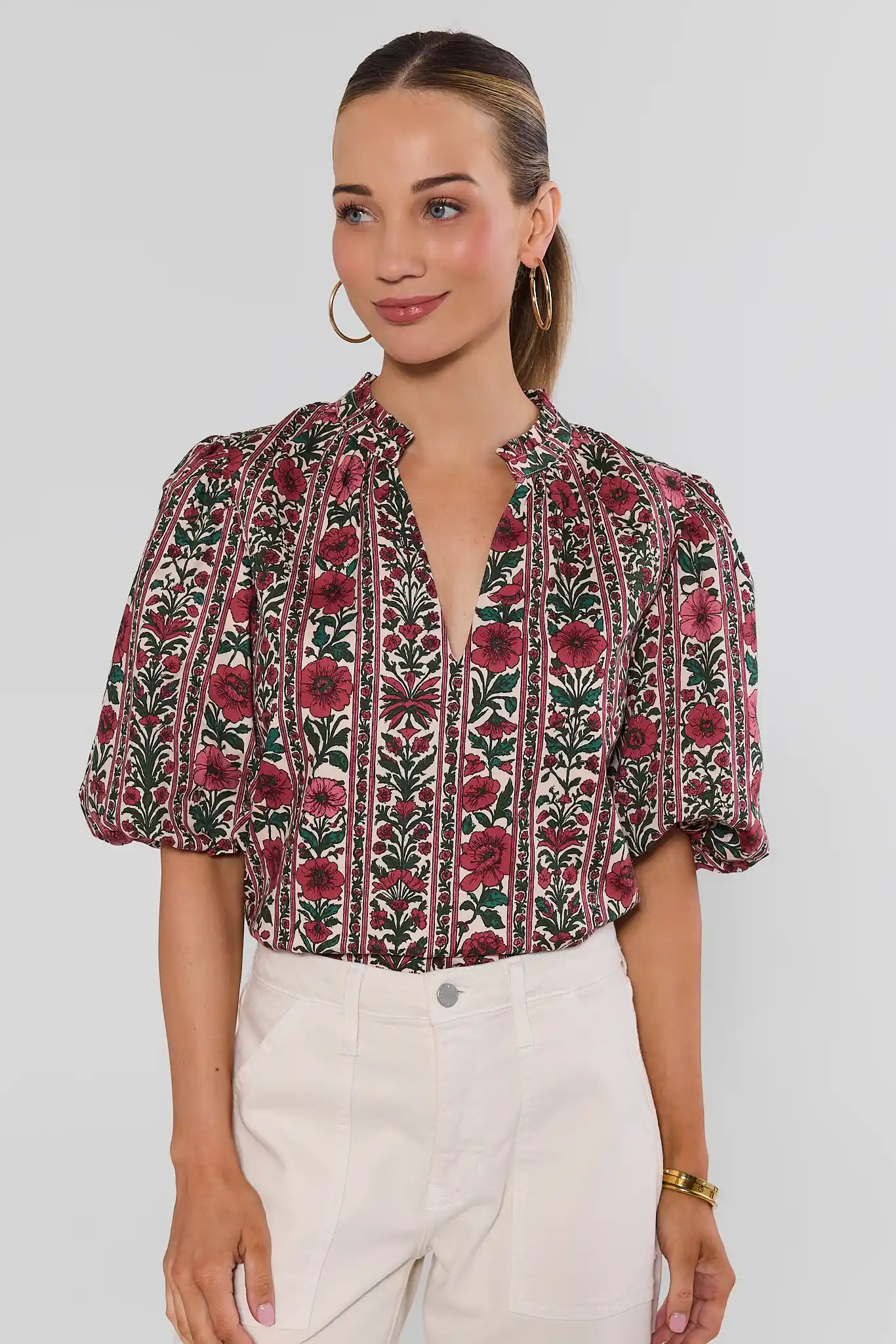 Charity Ivory Floral Printed Top | Avara