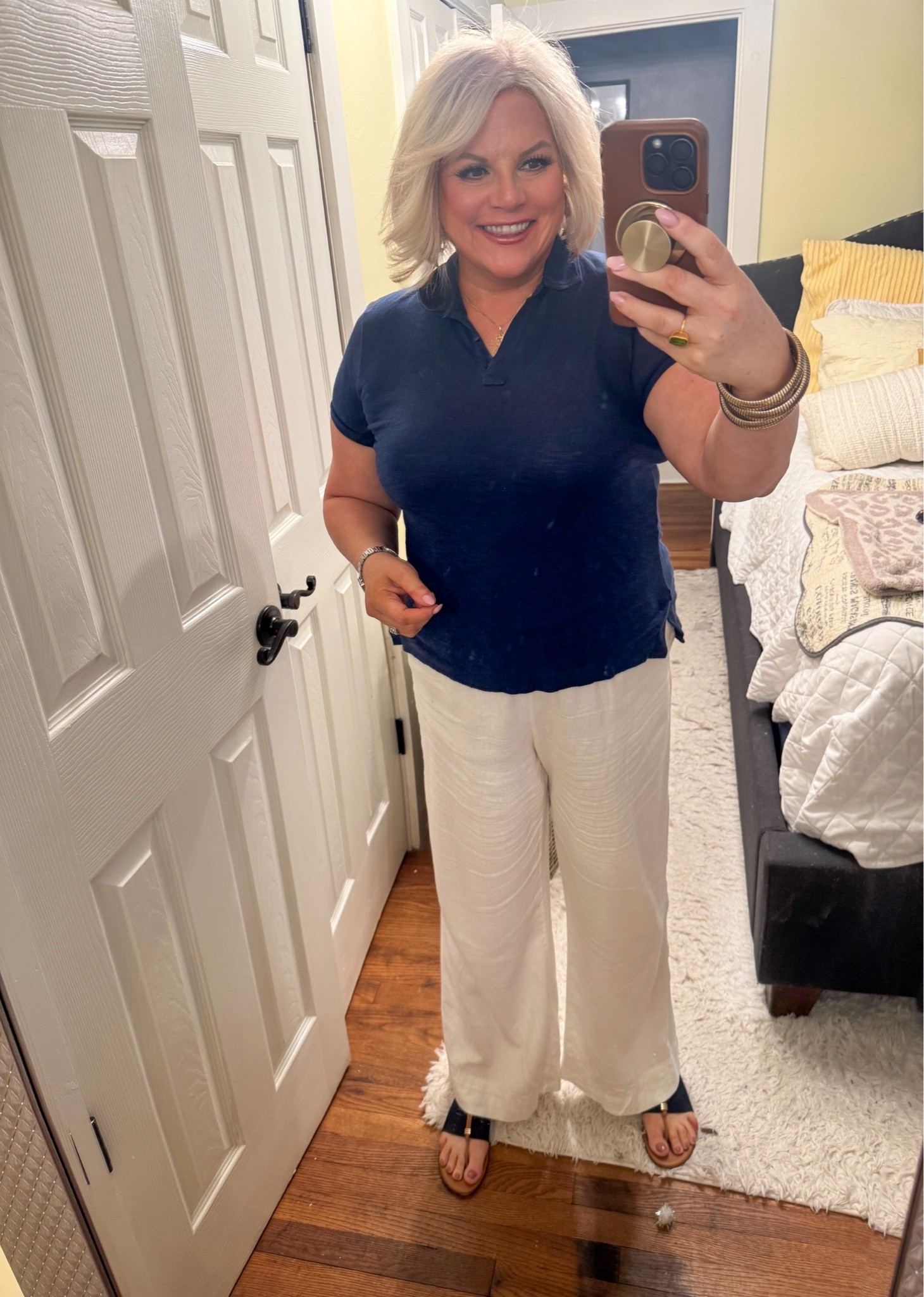 Sometimes classics are the best.
A simple polo and linen pants  are cool and comfortable for these late summer days that can still be rife with heat and humidity.

Business casual outfits, work outfits, office,

#LTKdayinmylife #LTKootd #LTKOver40