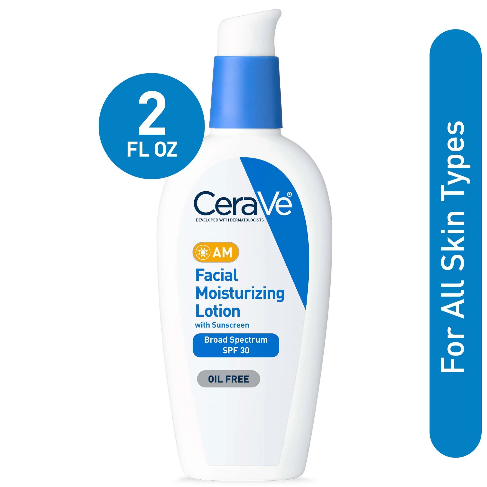 CeraVe AM Face Moisturizer Lotion with Sunscreen SPF 30, 2 fl oz - Walmart.com | Walmart (US)