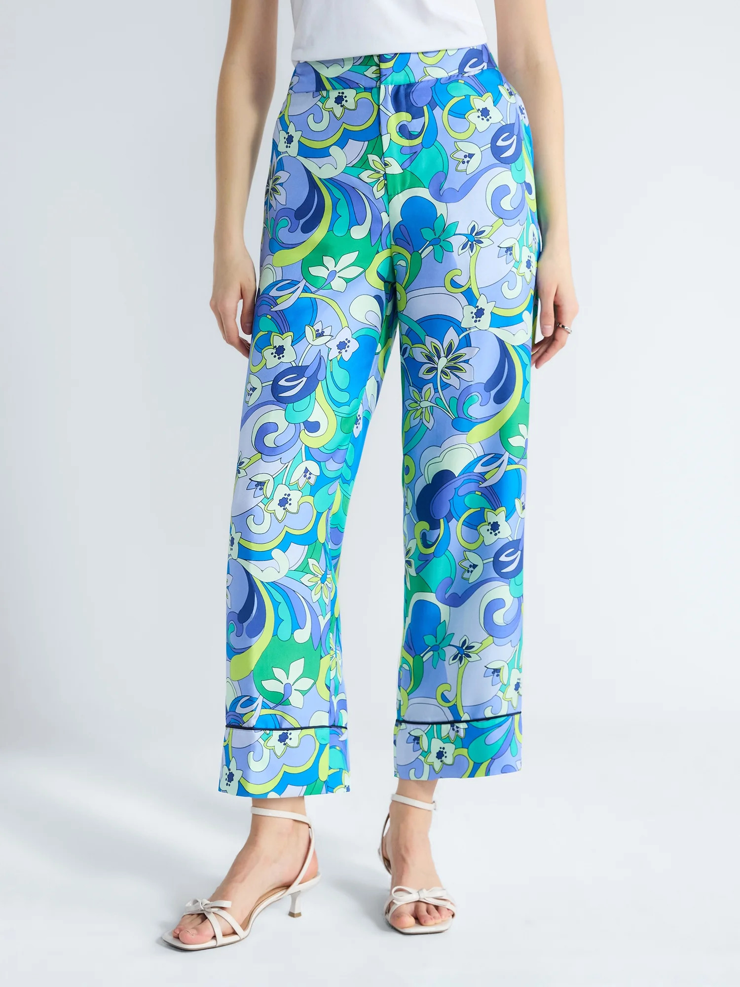 Free Assembly Women's and Women's Plus Cropped Silk Day Jama Pants, 27" Inseam, Sizes XS-4X | Walmart (US)