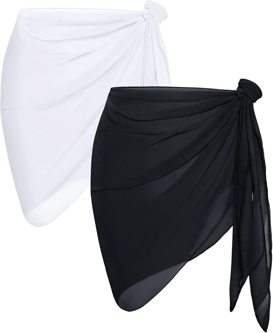 CHICGAL 2 Pieces Women Beach Sarong Bathing Suit Wrap Skirt Sheer Bikini Swimsuit Cover Ups for S... | Amazon (US)