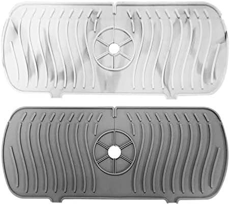 2PCS silicone faucet handle drip catcher tray, kitchen sink splash guard silicone sink mat kitche... | Amazon (US)