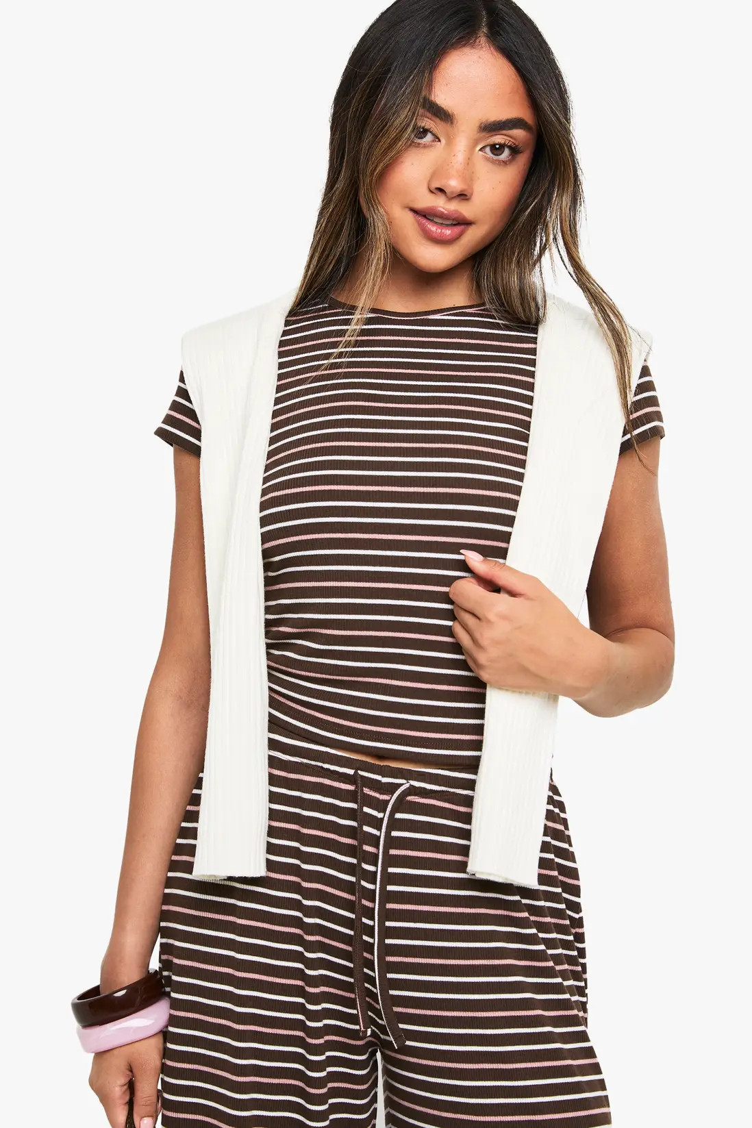 Chocolate Striped Baby Tee | Boohoo USA | boohoo (US & Canada)