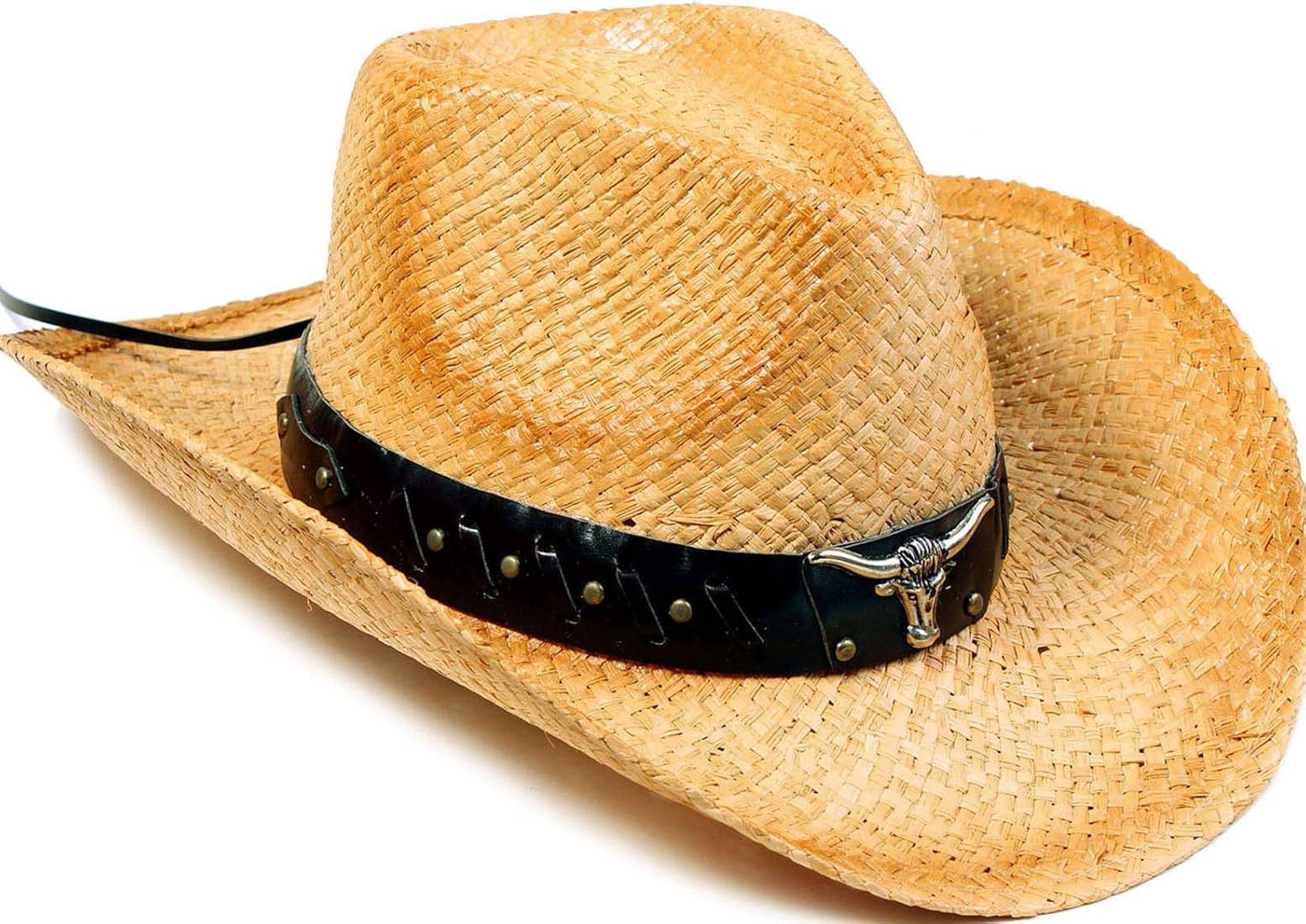Livingston Men & Women's Woven Straw Cowboy Hat w/Hat Band | Amazon (US)