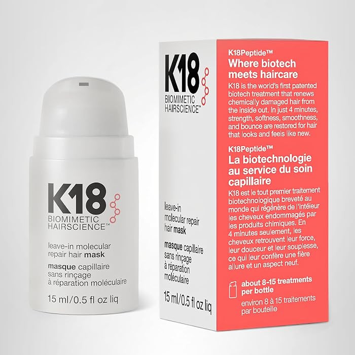 K18 Leave-In Molecular Repair Hair Mask - Peptide Hair Treatment Mask for Bleach, Color, Chemical... | Amazon (US)