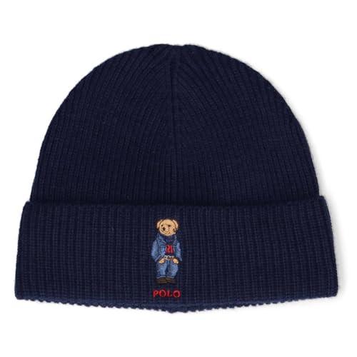 POLO RALPH LAUREN Men's Solid Denim Bear Beanie, Classic Navy, One Size | Amazon (US)