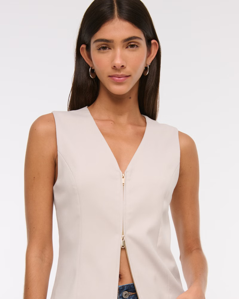 Women's Tailored Zip Vest | Women's Office Approved | Abercrombie.com | Abercrombie & Fitch (US)