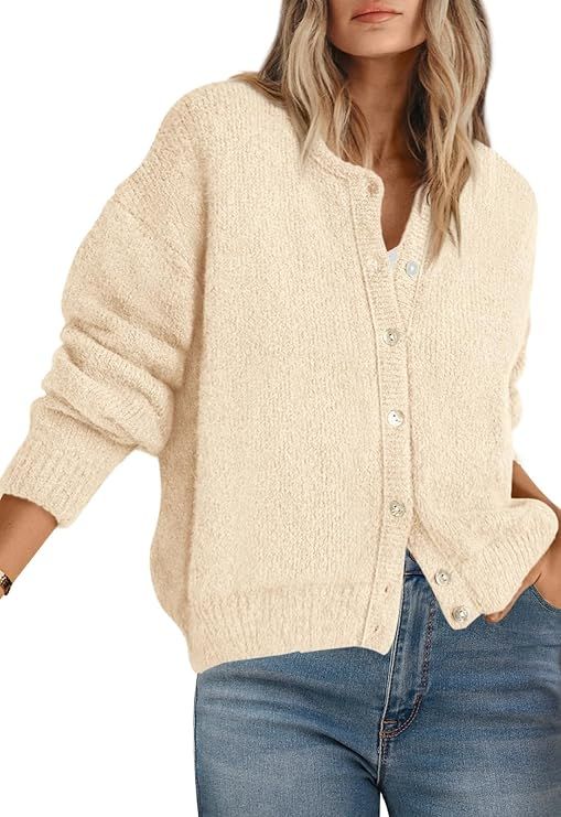 PRETTYGARDEN Womens Button Up Sweaters Fall 2024 Long Sleeve Open Front Soft Cardigan Sweaters fo... | Amazon (US)