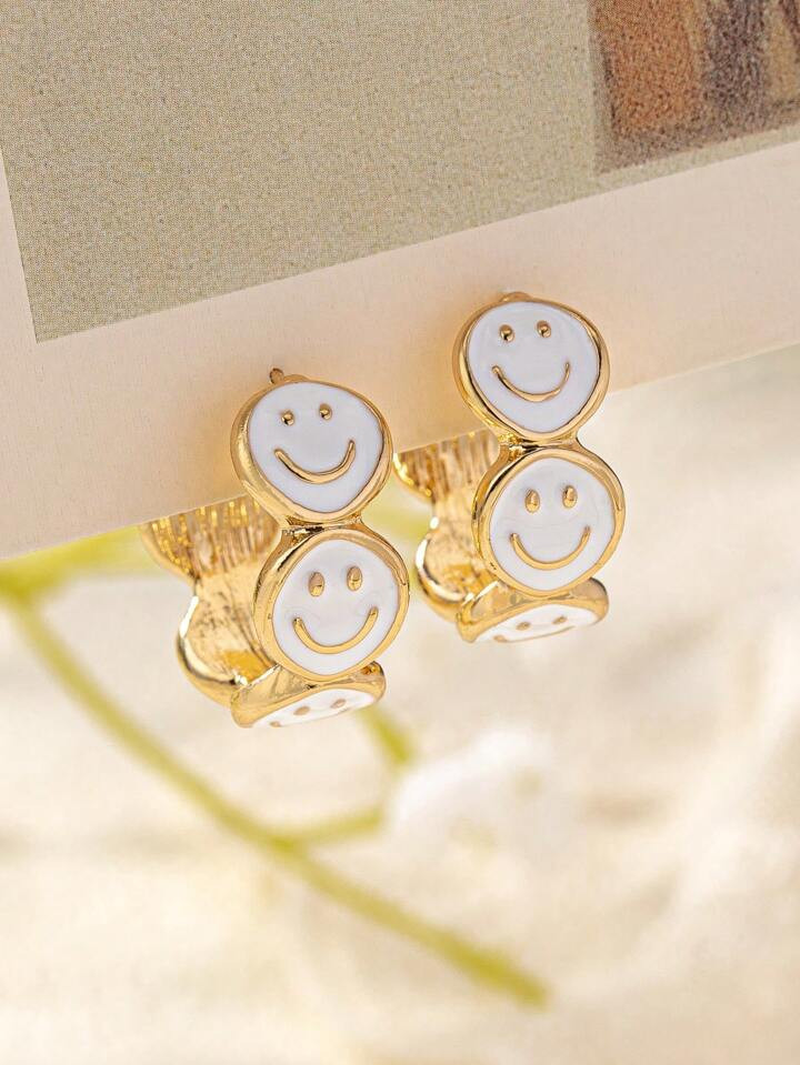 1pair Fashion Expression Face Decor Hoop Earrings For Women For Daily Decoration | SHEIN USA | SHEIN