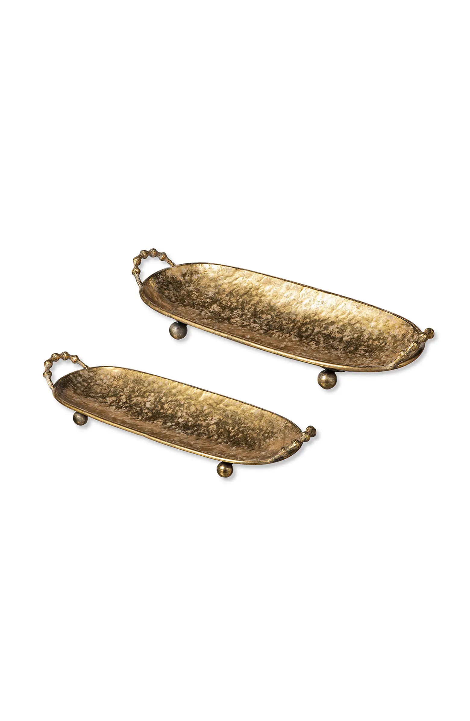 Glitzhome Set of 2 Oval Metal Gold Decorative Tray with Handles | Nordstrom | Nordstrom